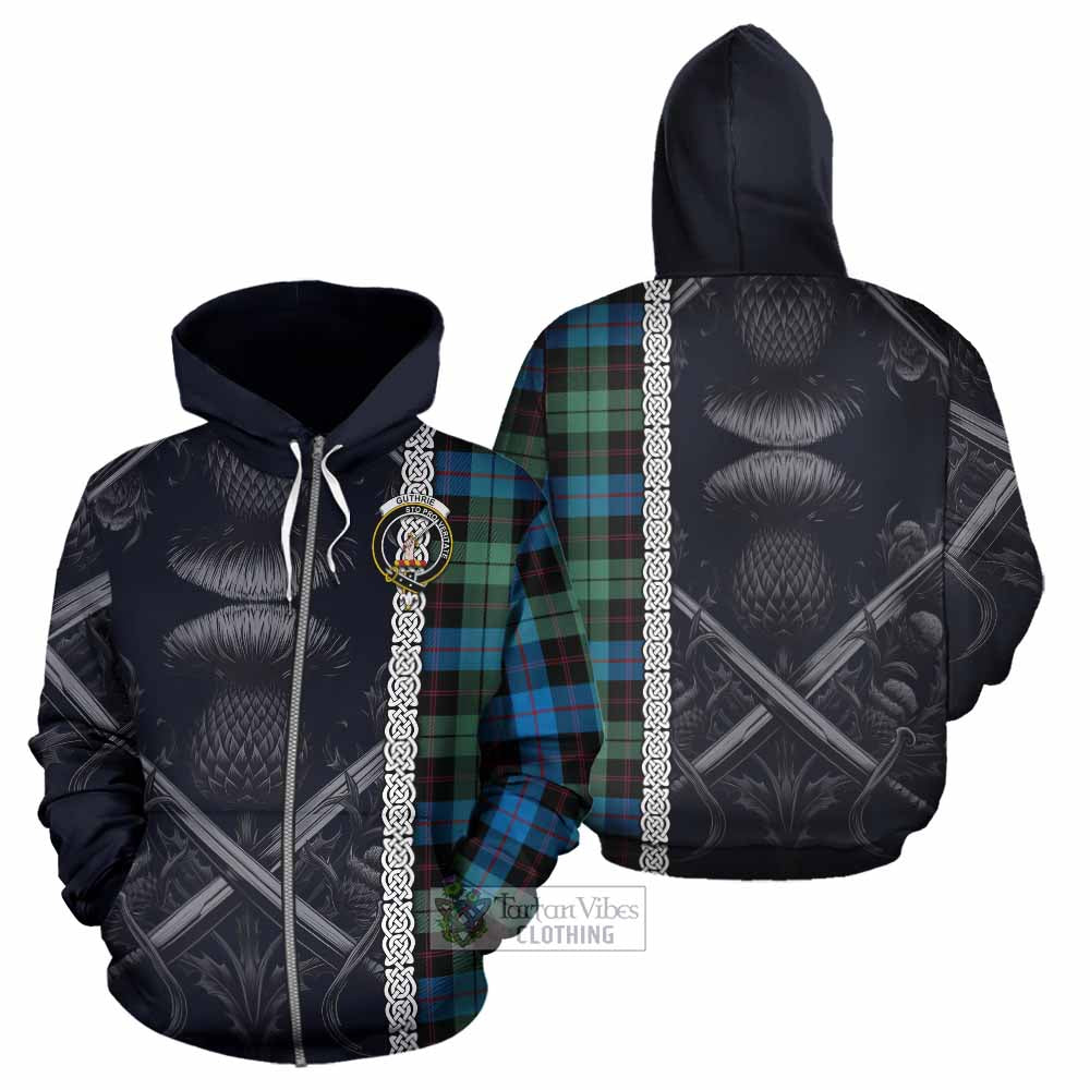 Tartan Vibes Clothing Guthrie Tartan Hoodie with Family Crest Cross Sword Thistle Celtic Vibes