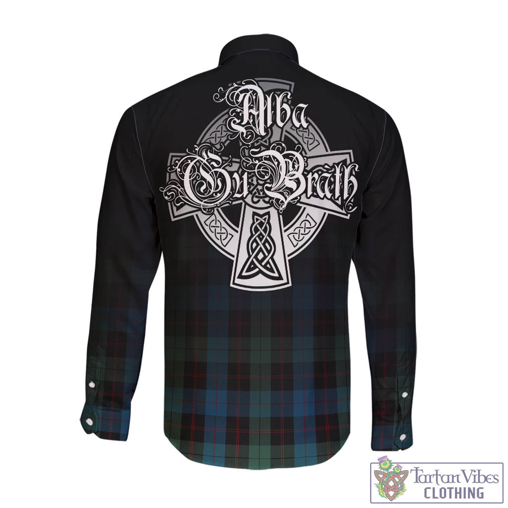 Tartan Vibes Clothing Guthrie Tartan Long Sleeve Button Up Featuring Alba Gu Brath Family Crest Celtic Inspired