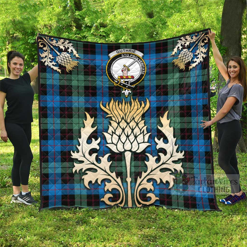 Tartan Vibes Clothing Guthrie Tartan Quilt with Family Crest and Golden Thistle Style