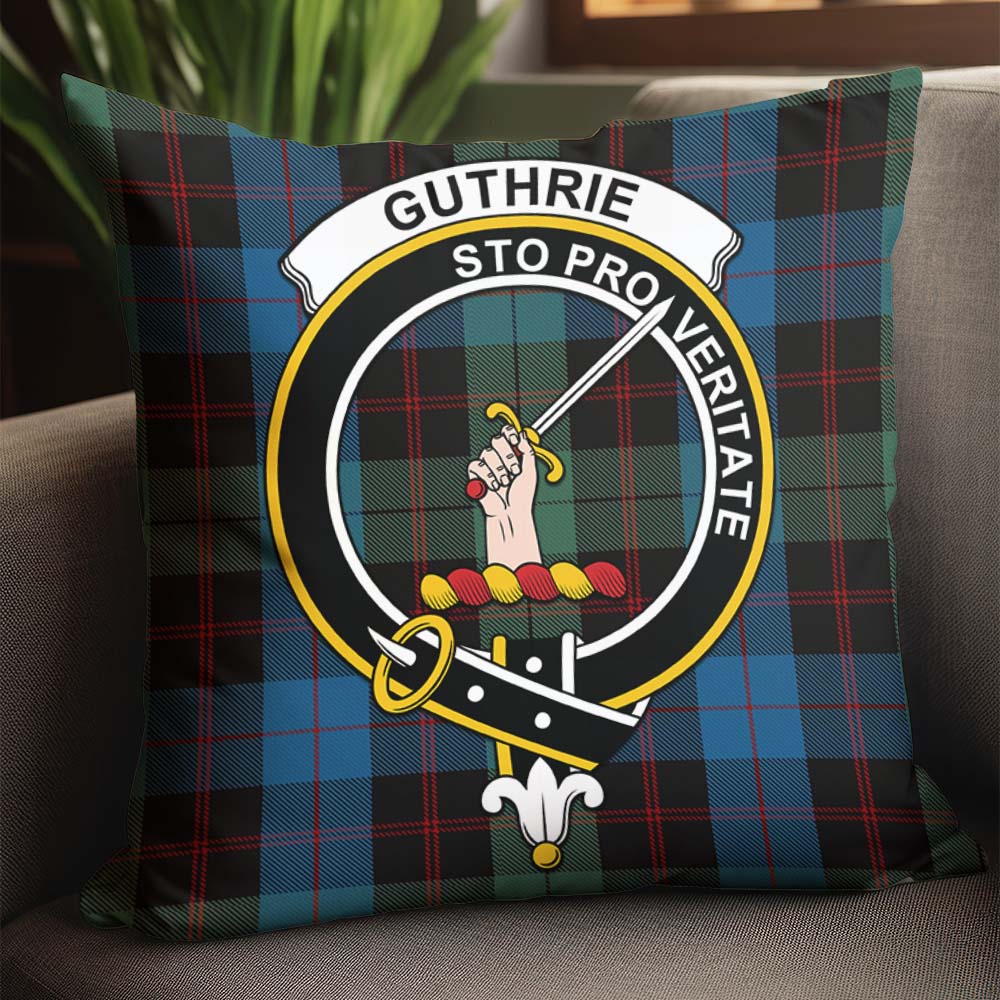 Guthrie Tartan Pillow Cover with Family Crest - Tartanvibesclothing