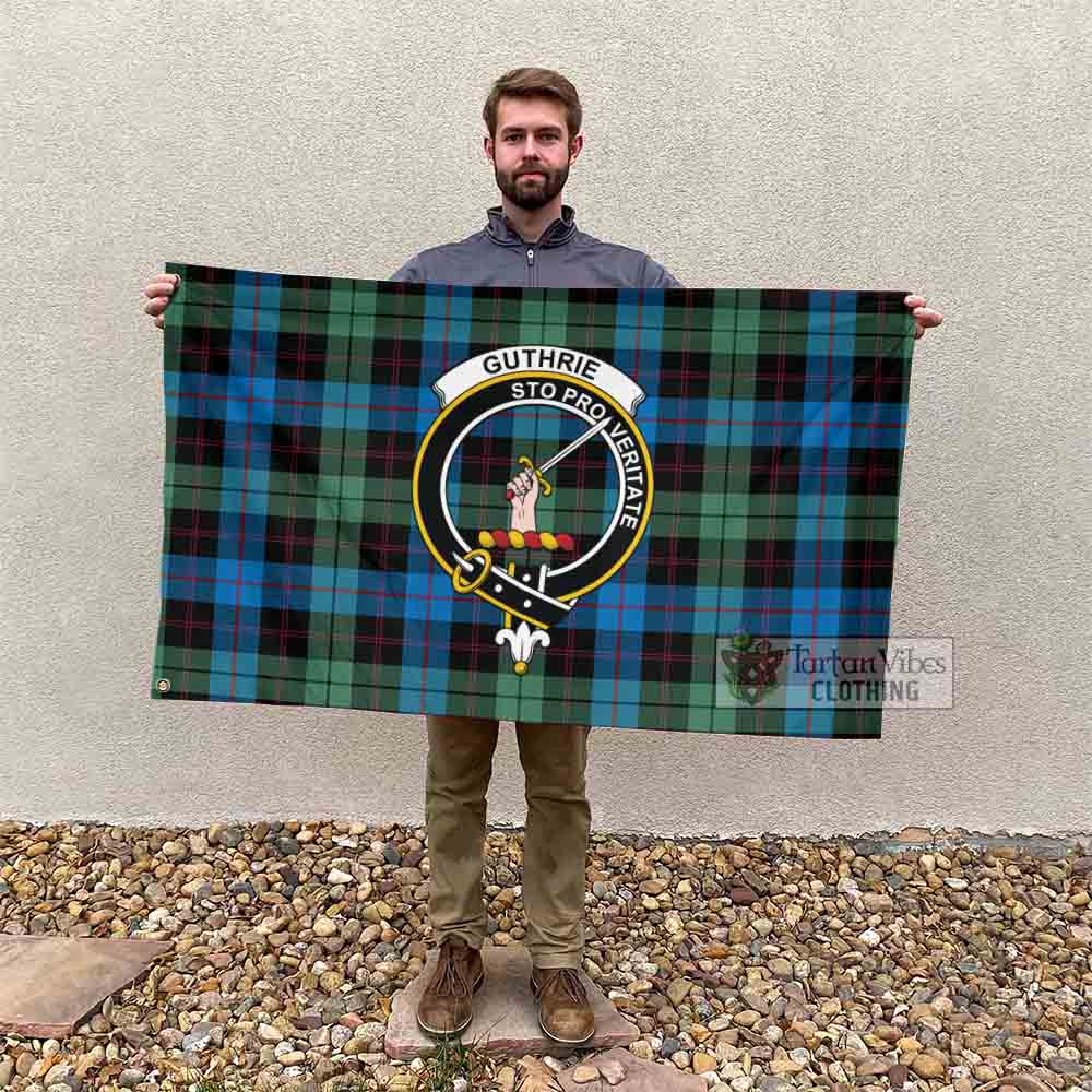 Tartan Vibes Clothing Guthrie Tartan House Flag with Family Crest