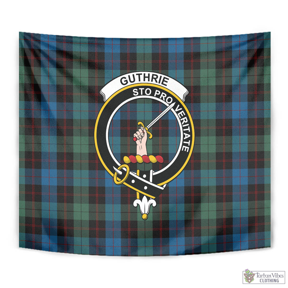 Tartan Vibes Clothing Guthrie Tartan Tapestry Wall Hanging and Home Decor for Room with Family Crest