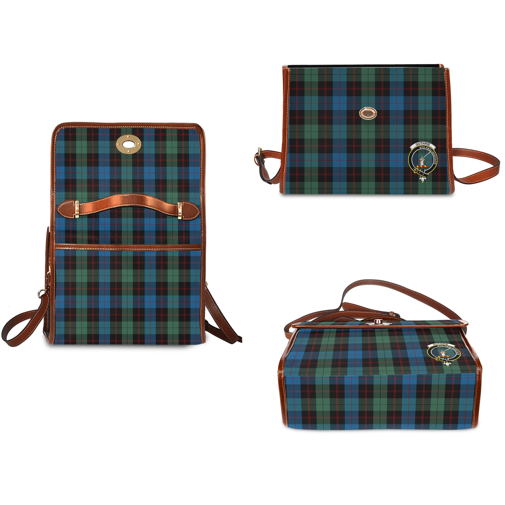 guthrie-tartan-leather-strap-waterproof-canvas-bag-with-family-crest