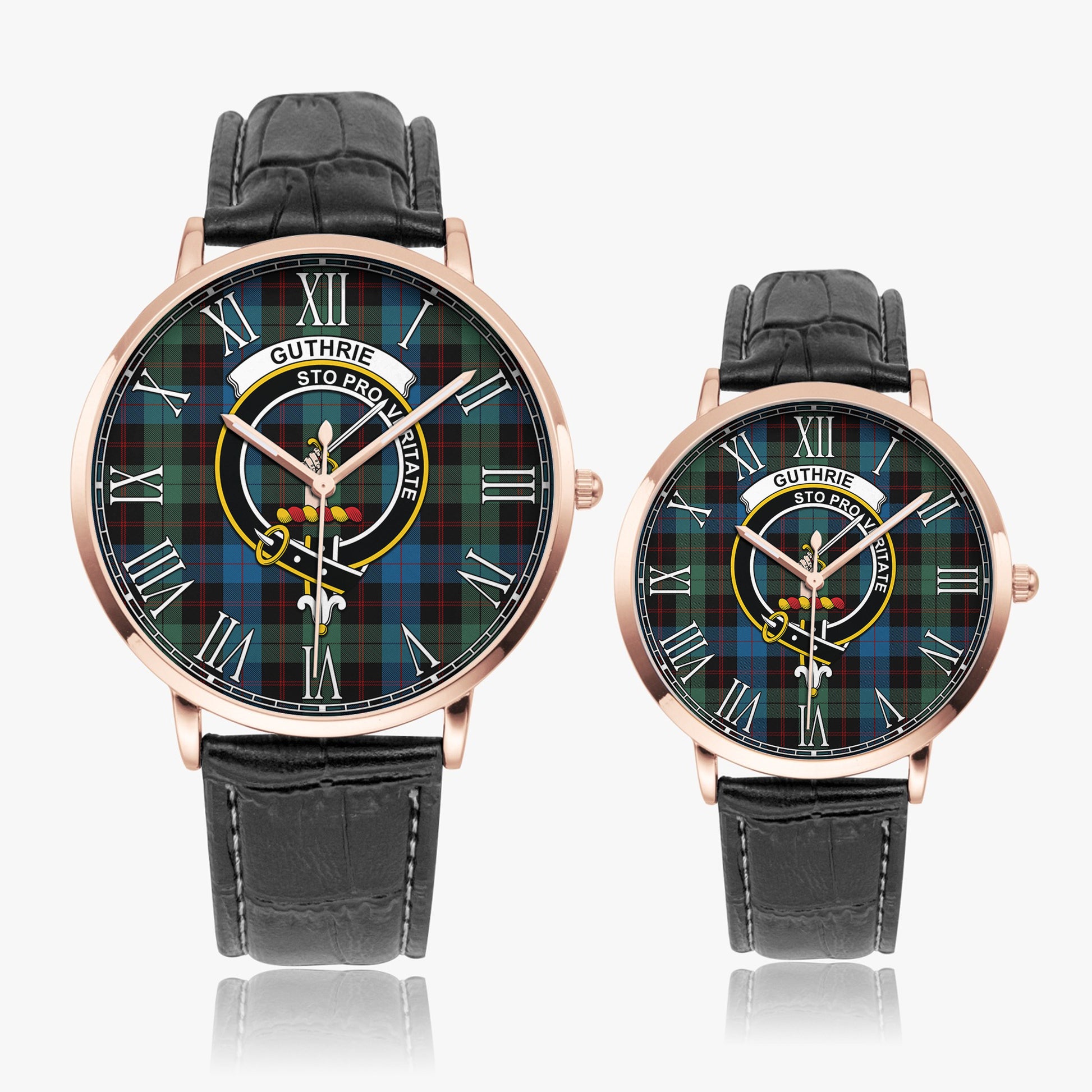 Guthrie Tartan Family Crest Leather Strap Quartz Watch - Tartanvibesclothing