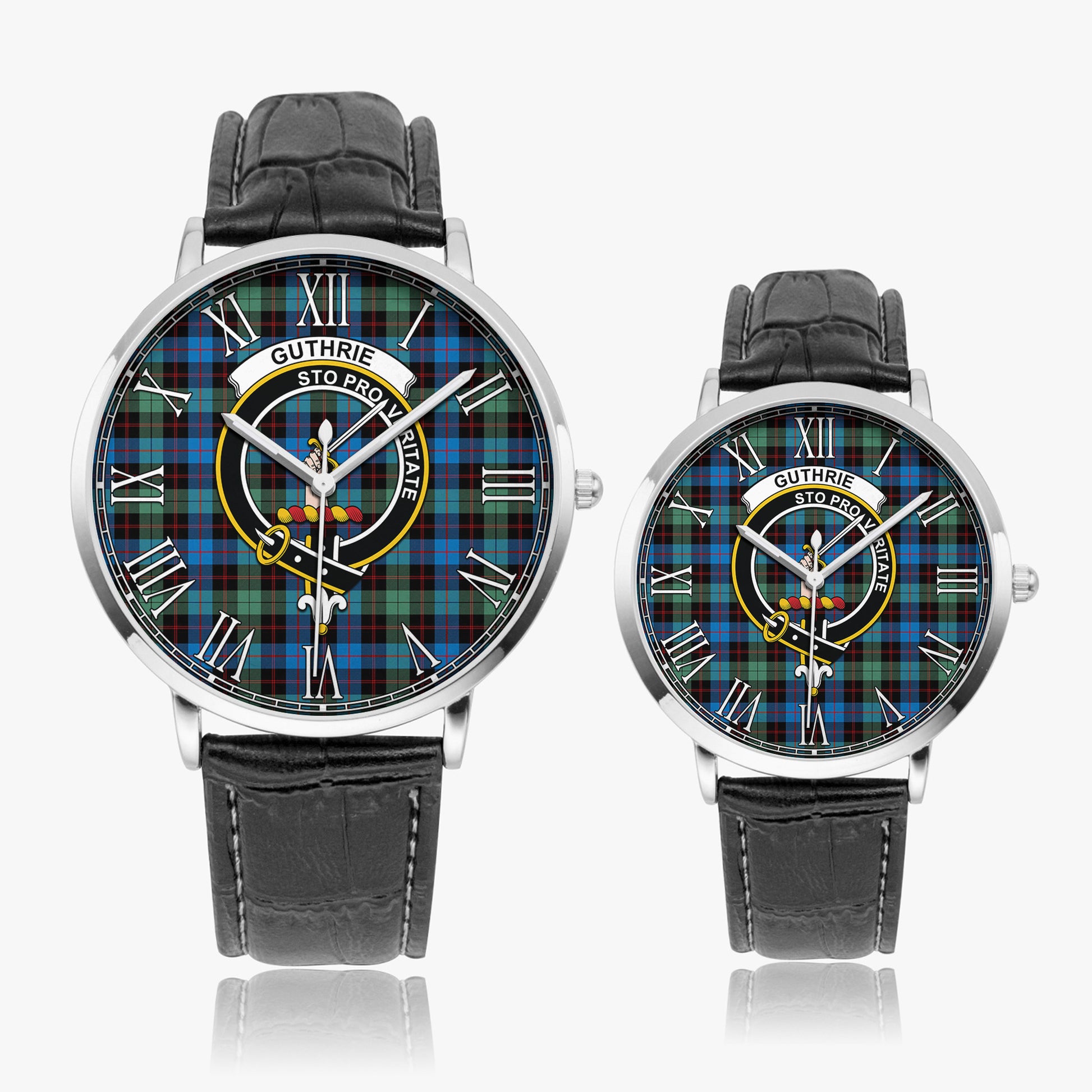 Guthrie Ancient Tartan Family Crest Leather Strap Quartz Watch - Tartanvibesclothing