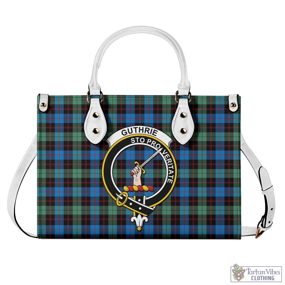 Tartan Vibes Clothing Guthrie Ancient Tartan Luxury Leather Handbags with Family Crest