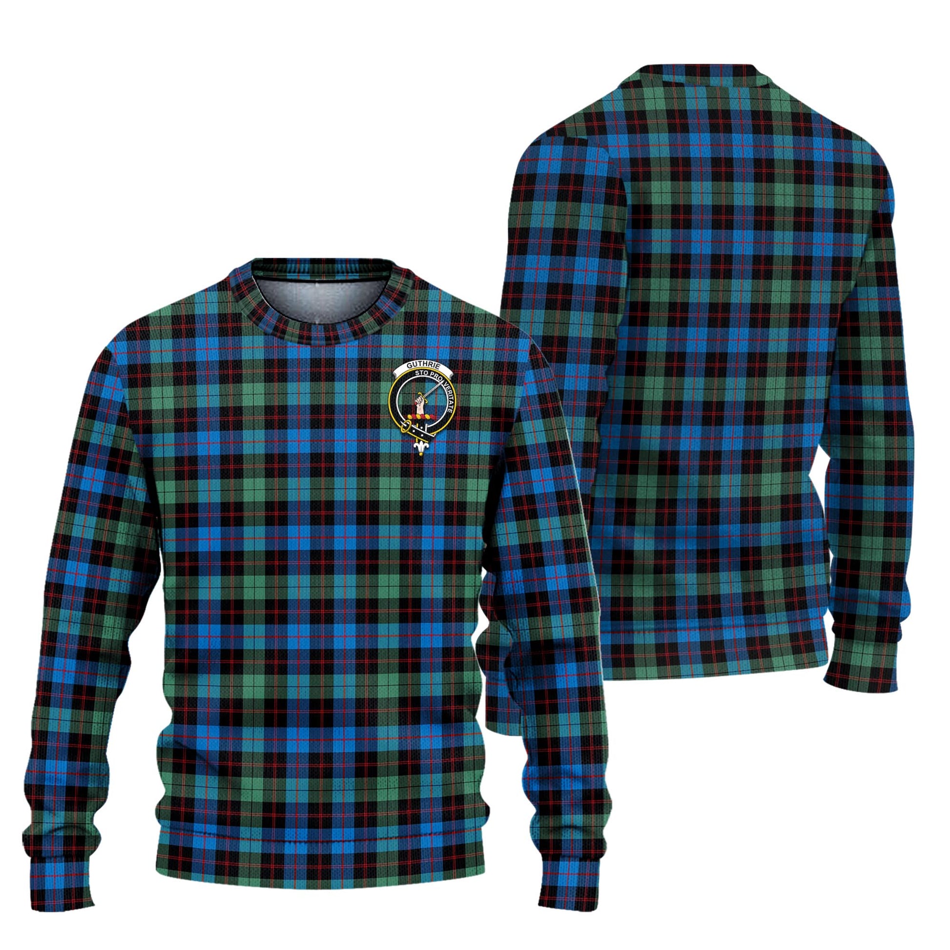 Guthrie Ancient Tartan Knitted Sweater with Family Crest Unisex - Tartanvibesclothing