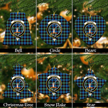 Guthrie Ancient Tartan Christmas Ceramic Ornaments with Family Crest