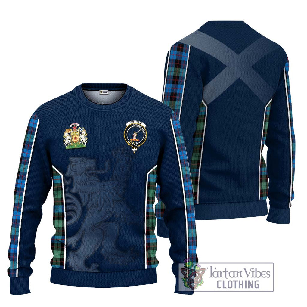 Guthrie Ancient Tartan Knitted Sweater with Family Crest and Lion Rampant Vibes Sport Style Unisex - Tartan Vibes Clothing