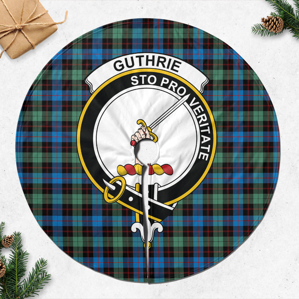 Guthrie Ancient Tartan Christmas Tree Skirt with Family Crest - Tartanvibesclothing