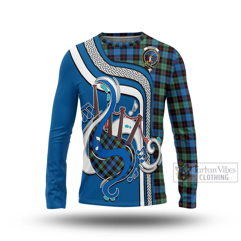 Tartan Vibes Clothing Guthrie Ancient Tartan Long Sleeve T-Shirt with Epic Bagpipe Style