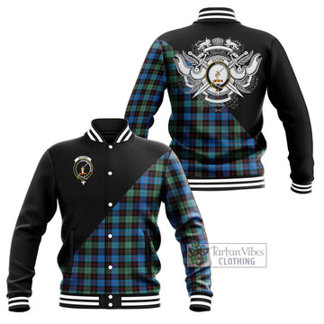 Guthrie Ancient Tartan Baseball Jacket with Family Crest and Military Logo Style