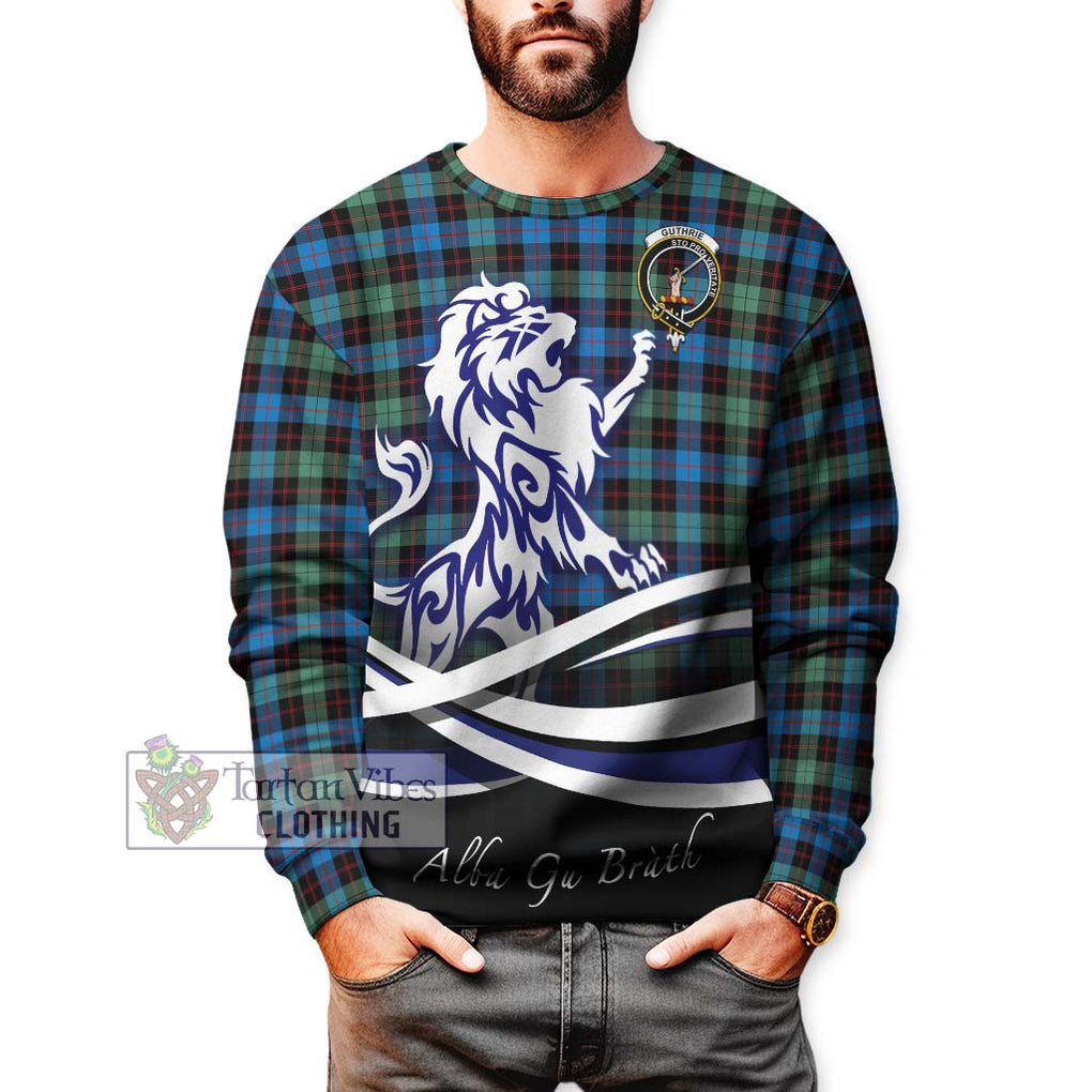 Guthrie Ancient Tartan Sweatshirt with Alba Gu Brath Regal Lion Emblem Unisex - Tartanvibesclothing Shop