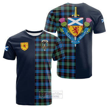 Guthrie Ancient Tartan Cotton T-shirt Alba with Scottish Lion Royal Arm Half Style