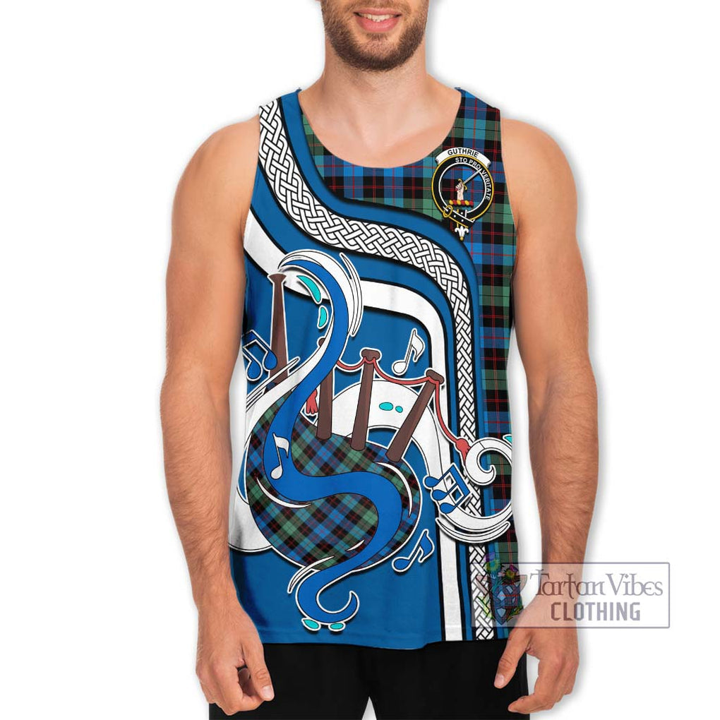 Guthrie Ancient Tartan Men's Tank Top with Epic Bagpipe Style Men - Tartanvibesclothing Shop