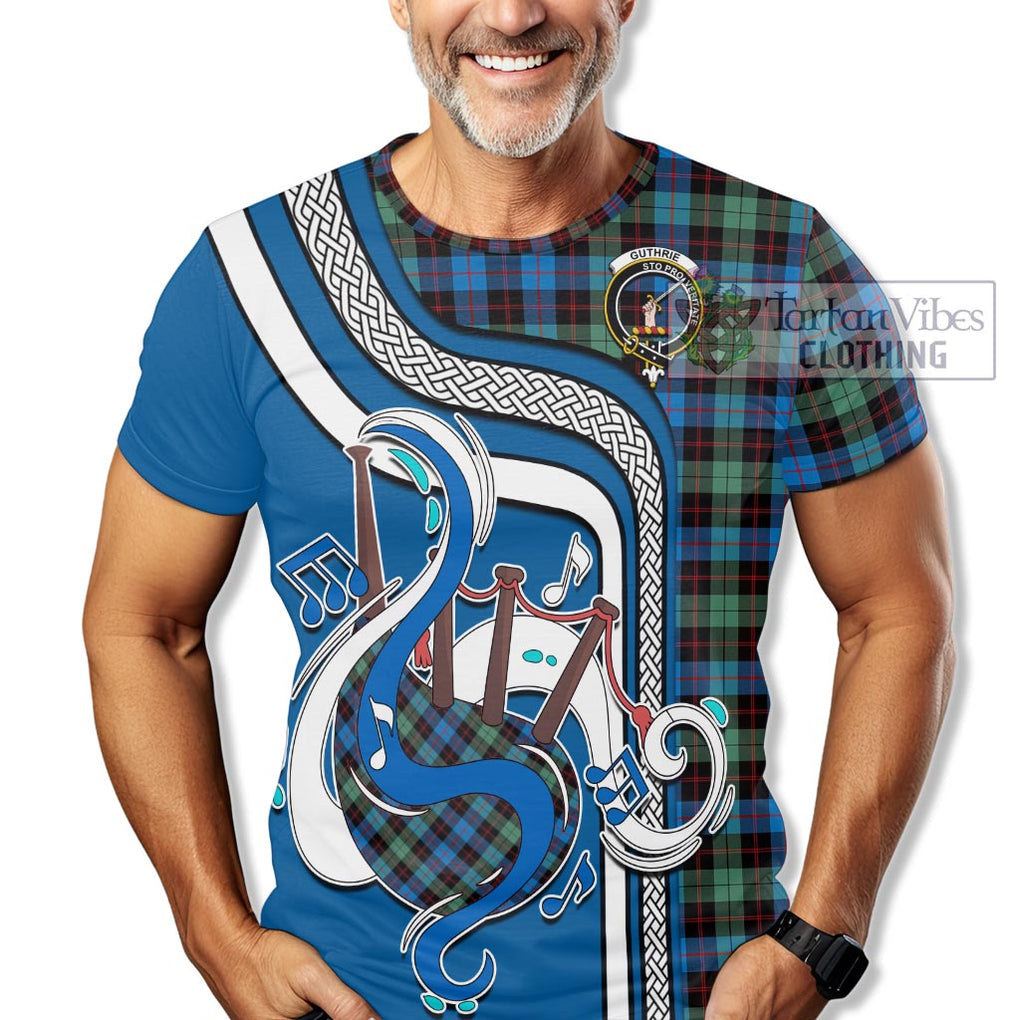 Guthrie Ancient Tartan T-Shirt with Epic Bagpipe Style Kid's Shirt - Tartanvibesclothing Shop