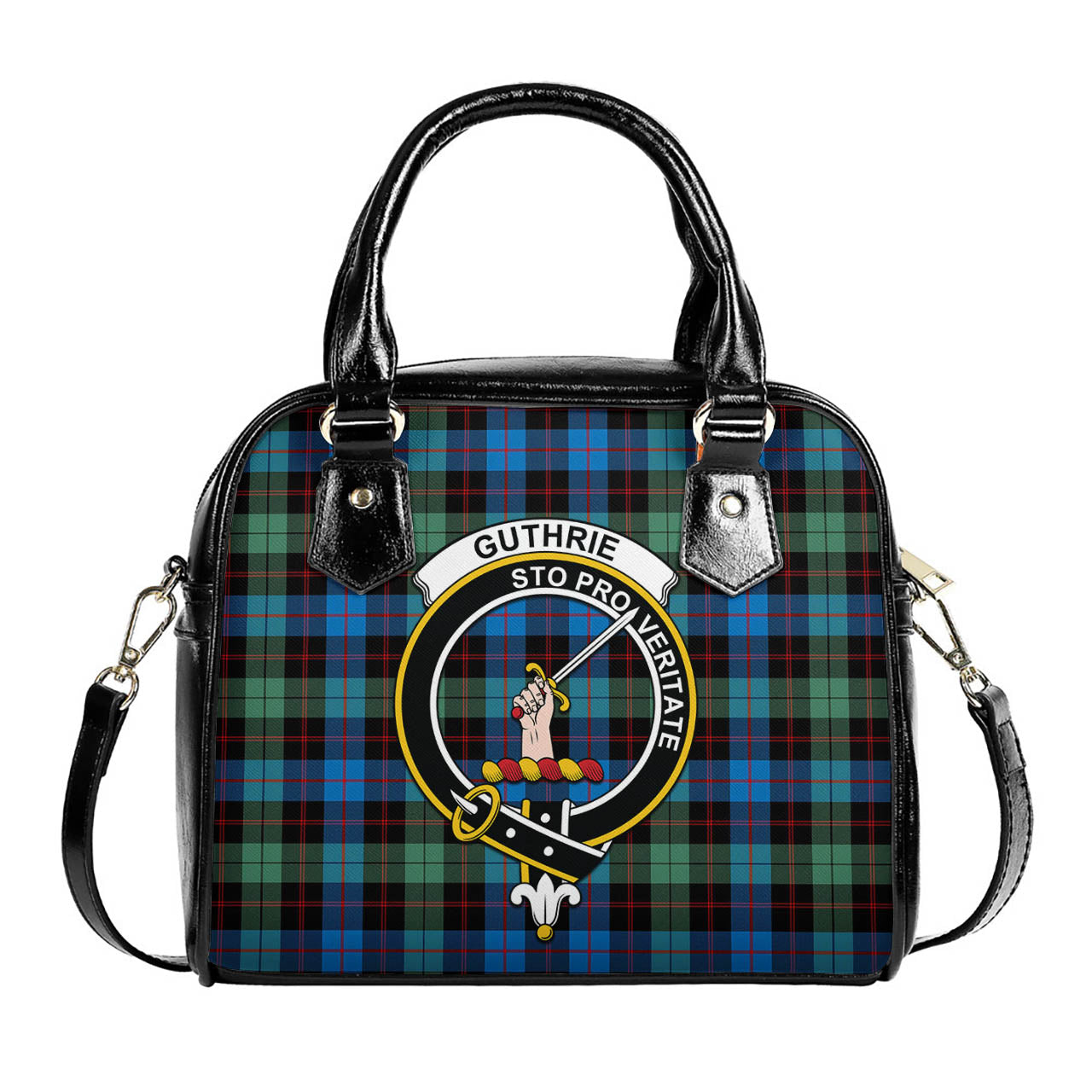 Guthrie Ancient Tartan Shoulder Handbags with Family Crest One Size 6*25*22 cm - Tartanvibesclothing