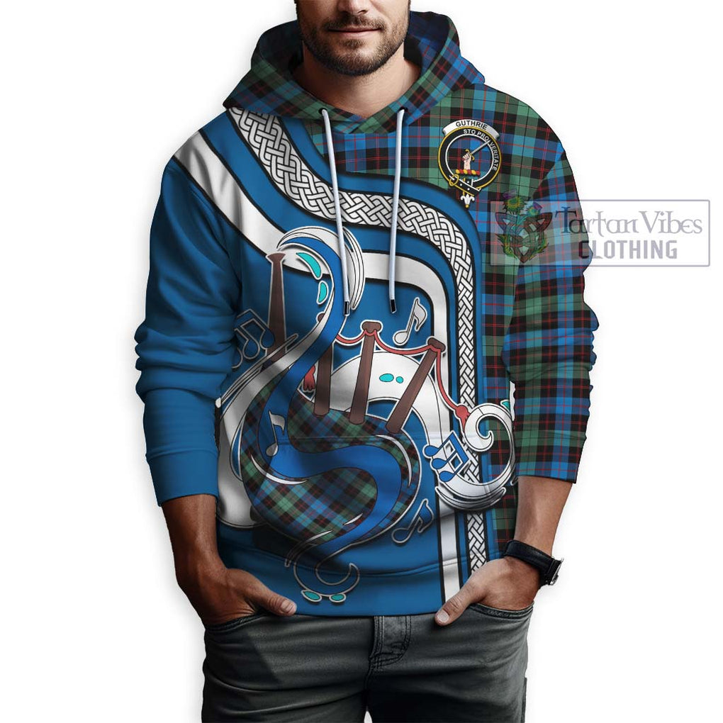 Guthrie Ancient Tartan Hoodie with Epic Bagpipe Style Zip Hoodie - Tartanvibesclothing Shop