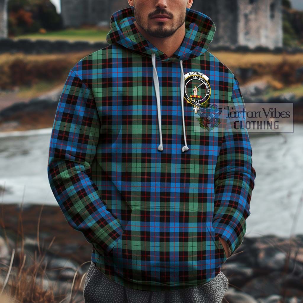 Tartan Vibes Clothing Guthrie Ancient Tartan Cotton Hoodie with Family Crest