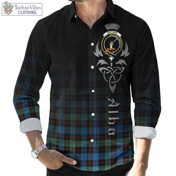 Guthrie Ancient Tartan Long Sleeve Button Up Featuring Alba Gu Brath Family Crest Celtic Inspired