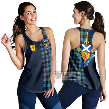 Guthrie Ancient Tartan Women's Racerback Tanks Alba with Scottish Lion Royal Arm Half Style