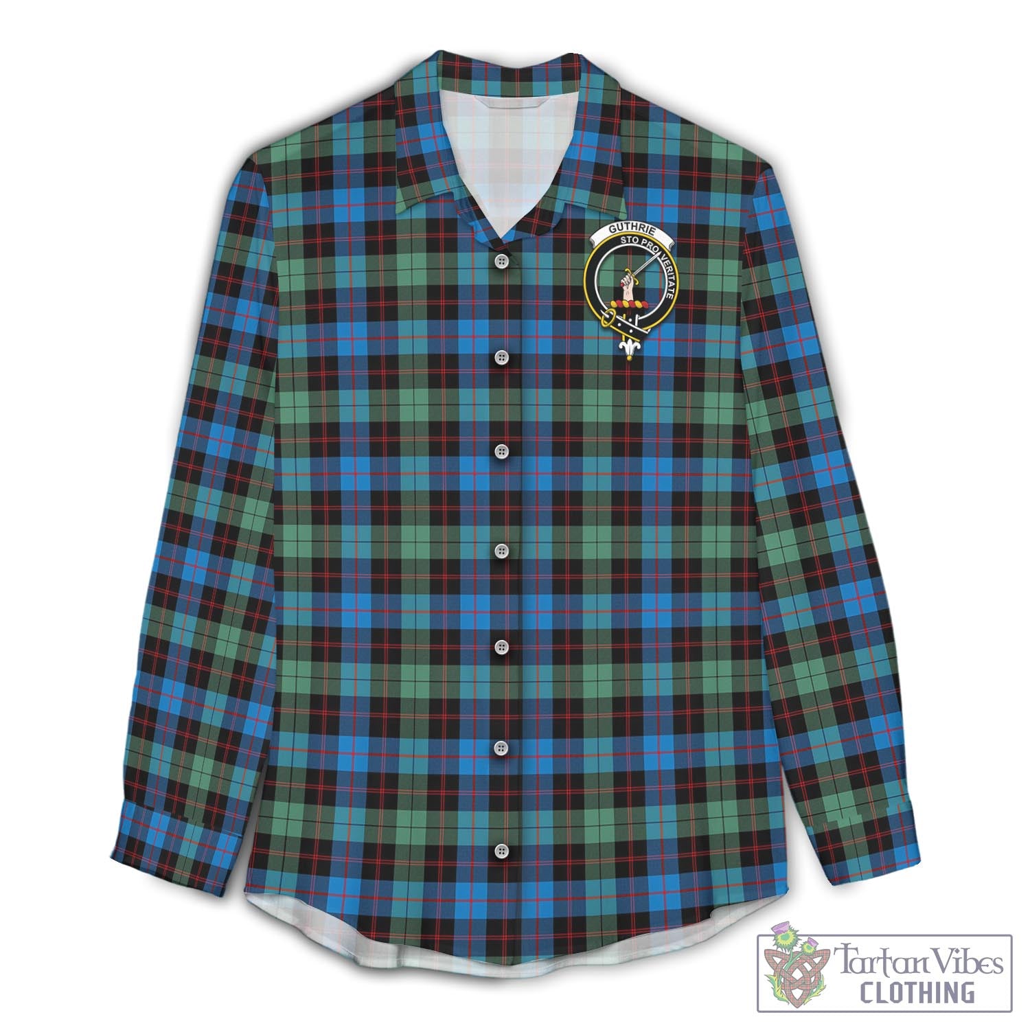 Tartan Vibes Clothing Guthrie Ancient Tartan Womens Casual Shirt with Family Crest