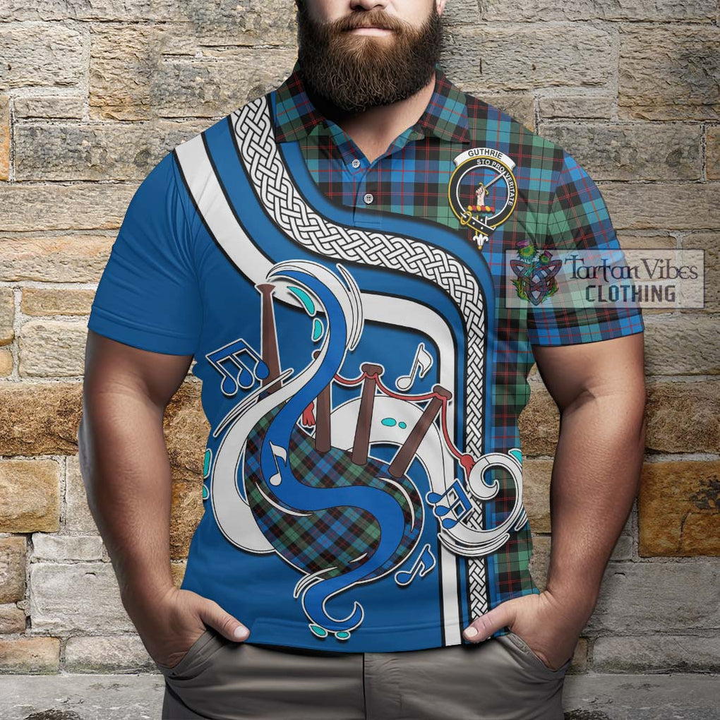 Tartan Vibes Clothing Guthrie Ancient Tartan Polo Shirt with Epic Bagpipe Style