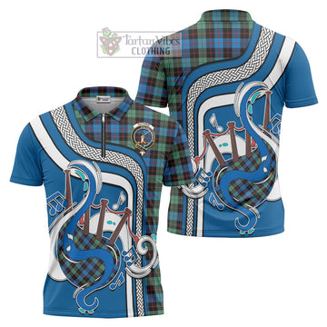 Guthrie Ancient Tartan Zipper Polo Shirt with Epic Bagpipe Style