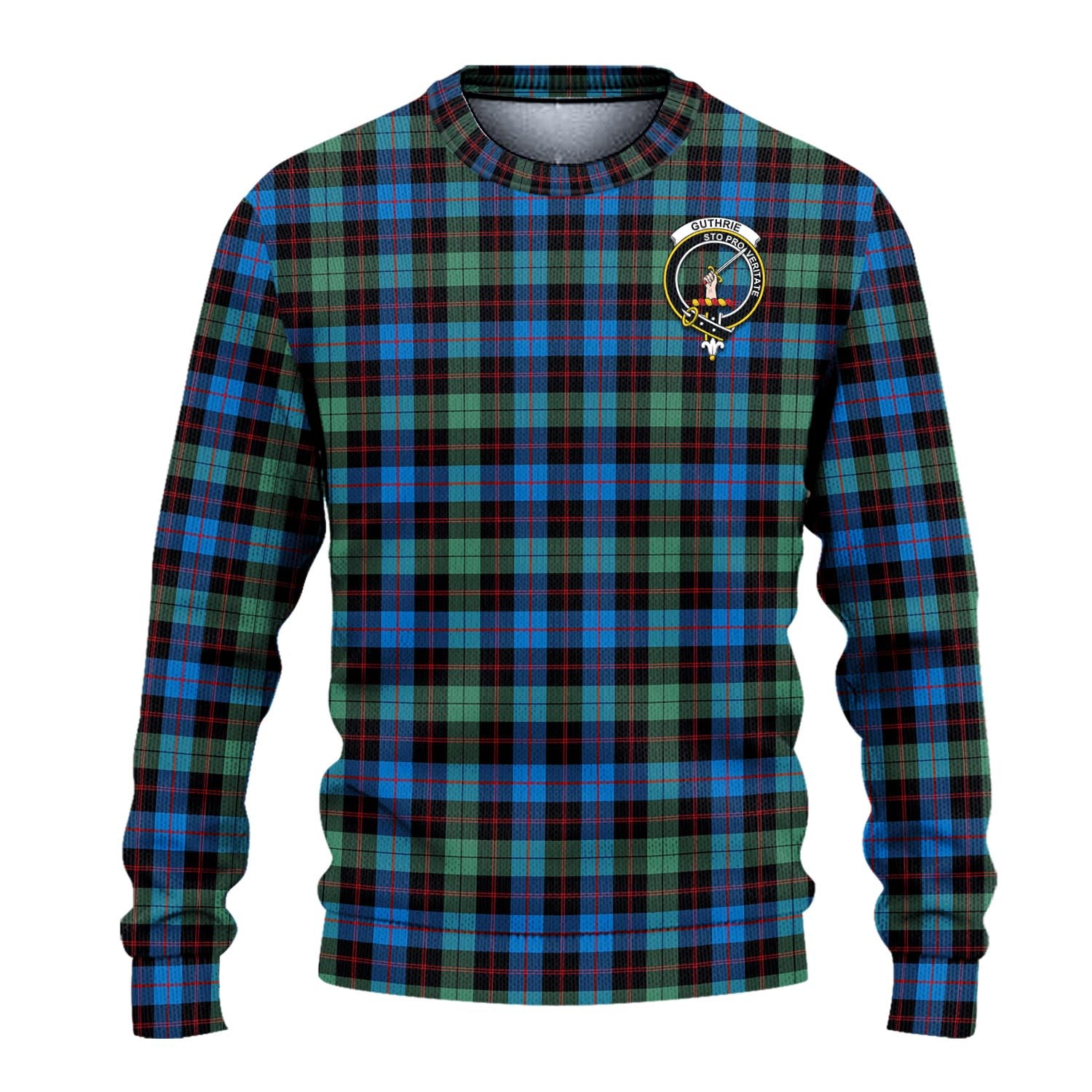 Guthrie Ancient Tartan Knitted Sweater with Family Crest - Tartanvibesclothing