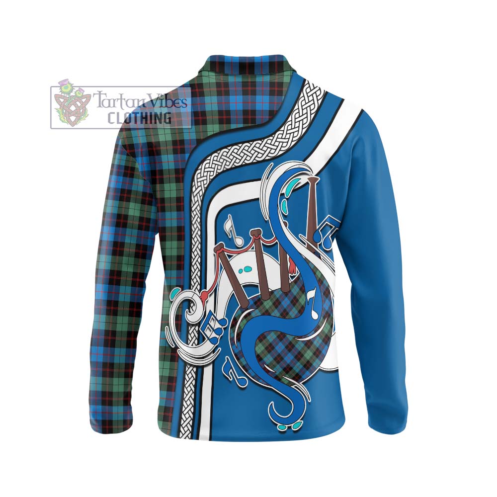 Tartan Vibes Clothing Guthrie Ancient Tartan Long Sleeve Polo Shirt with Epic Bagpipe Style