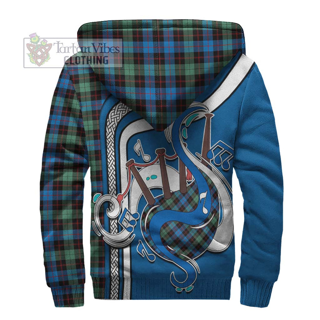 Guthrie Ancient Tartan Sherpa Hoodie with Epic Bagpipe Style - Tartanvibesclothing Shop