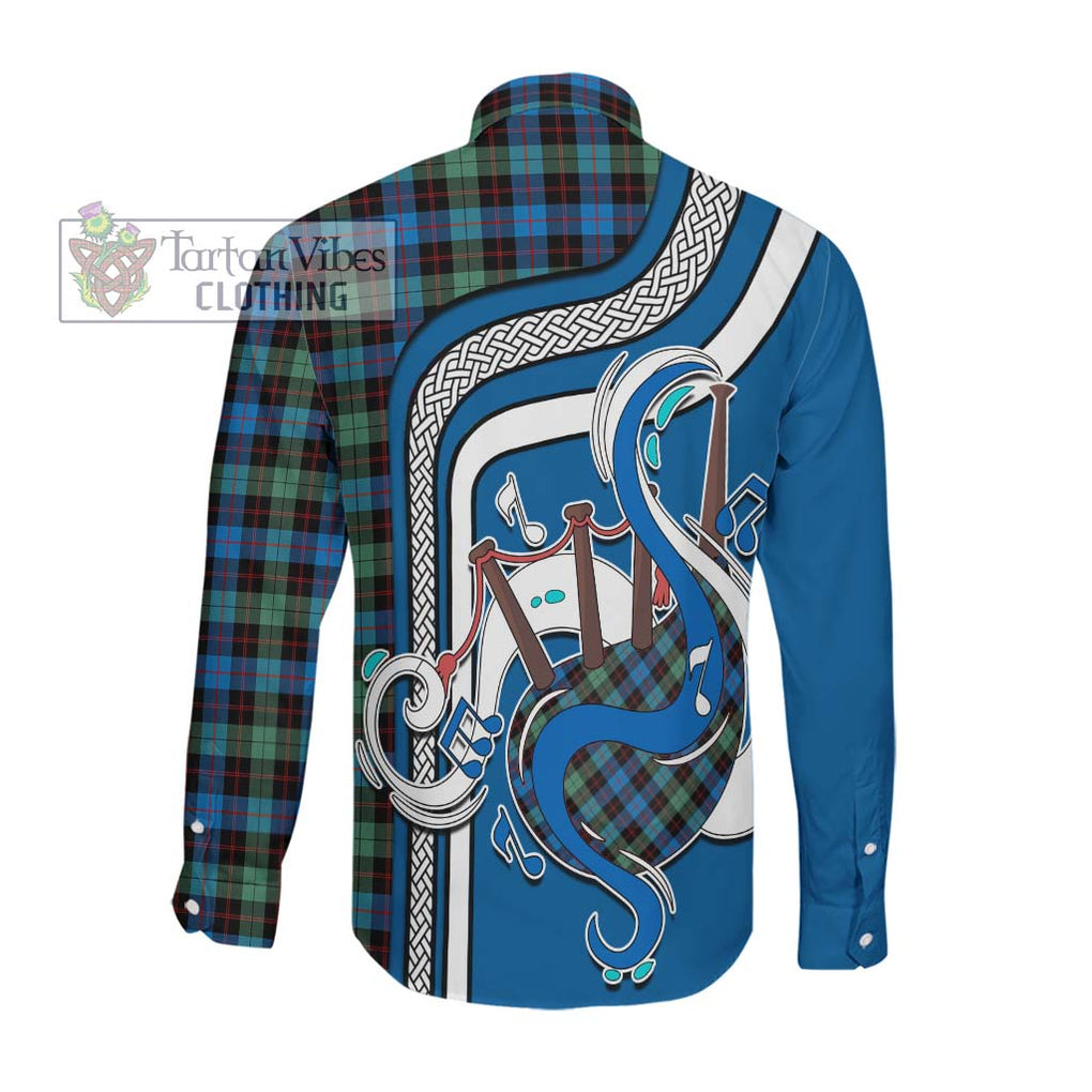 Guthrie Ancient Tartan Long Sleeve Button Shirt with Epic Bagpipe Style Men's Shirt - Tartanvibesclothing Shop