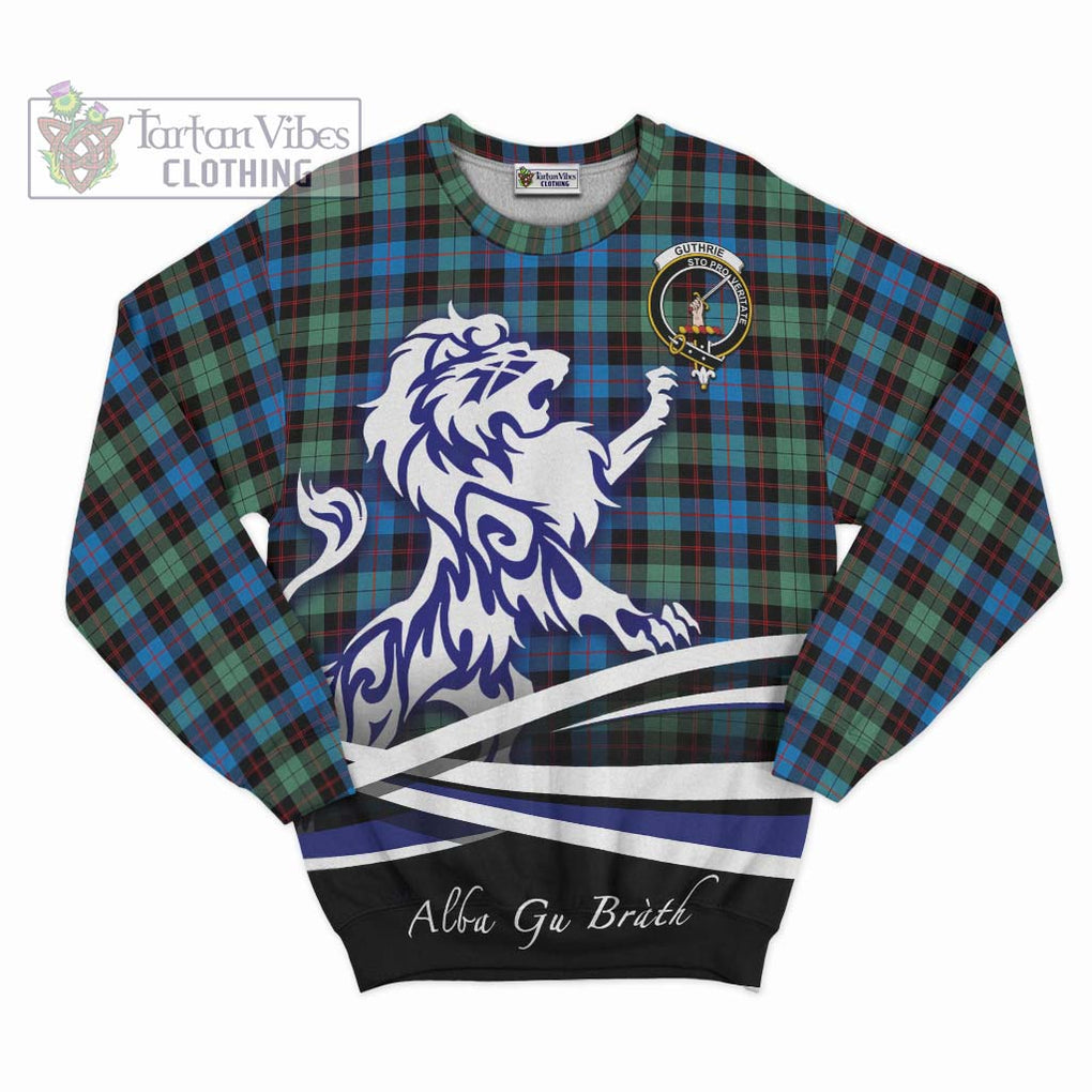 Guthrie Ancient Tartan Sweatshirt with Alba Gu Brath Regal Lion Emblem - Tartanvibesclothing Shop