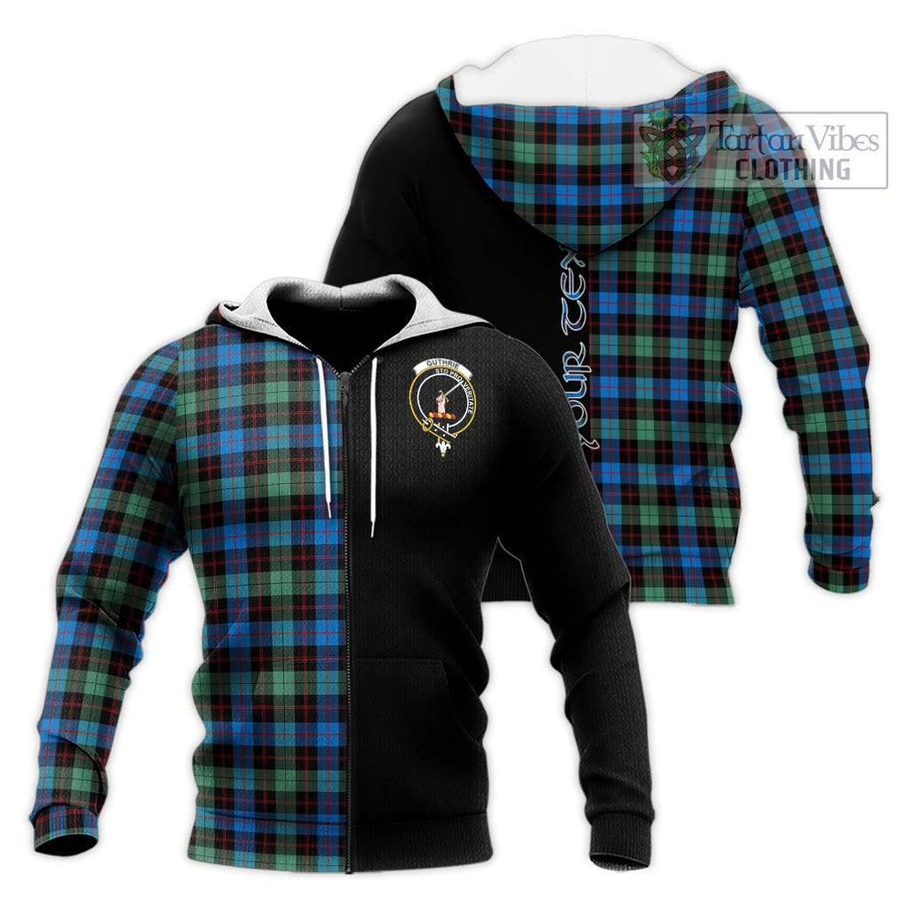 Guthrie Ancient Tartan Knitted Hoodie with Family Crest and Half Of Me Style Unisex Knitted Zip Hoodie - Tartanvibesclothing Shop