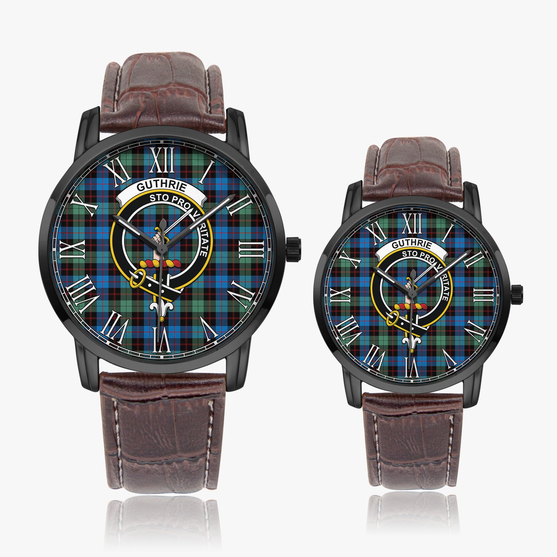 Guthrie Ancient Tartan Family Crest Leather Strap Quartz Watch - Tartanvibesclothing