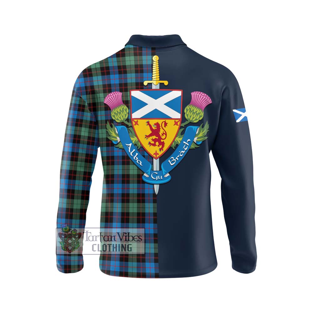 Tartan Vibes Clothing Guthrie Ancient Tartan Long Sleeve Polo Shirt with Scottish Lion Royal Arm Half Style