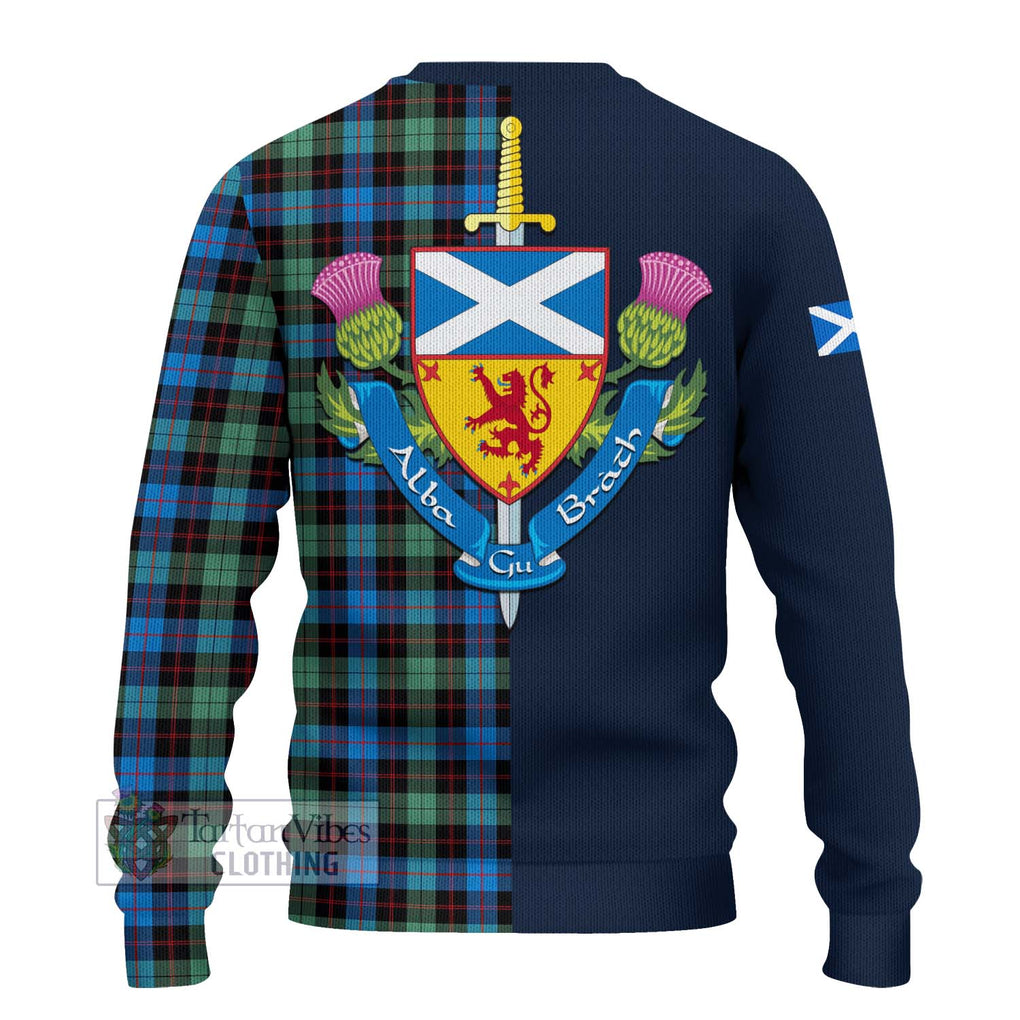 Tartan Vibes Clothing Guthrie Ancient Tartan Knitted Sweater with Scottish Lion Royal Arm Half Style