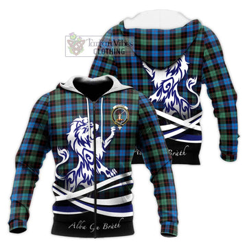 Guthrie Ancient Tartan Knitted Hoodie with Alba Gu Brath Regal Lion Emblem