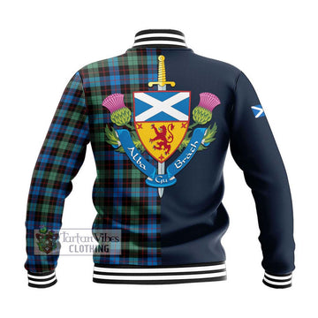 Guthrie Ancient Tartan Baseball Jacket Alba with Scottish Lion Royal Arm Half Style