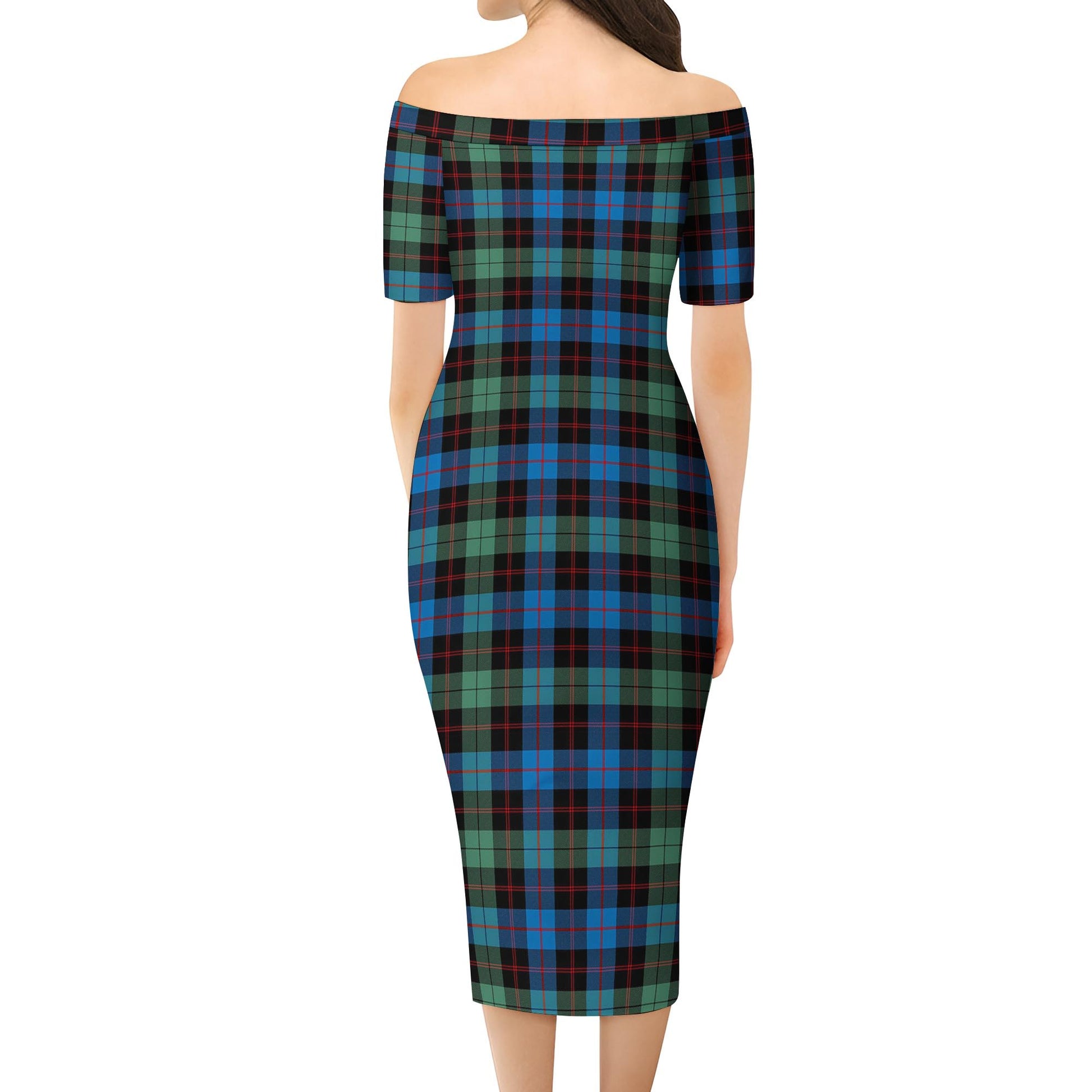 Guthrie Ancient Tartan Off Shoulder Lady Dress - Tartanvibesclothing