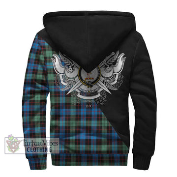 Guthrie Ancient Tartan Sherpa Hoodie with Family Crest and Military Logo Style