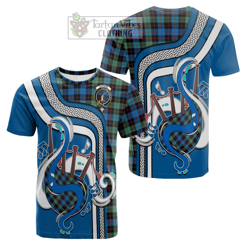 Tartan Vibes Clothing Guthrie Ancient Tartan Cotton T-shirt with Epic Bagpipe Style