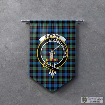 Guthrie Ancient Tartan Gonfalon, Tartan Banner with Family Crest