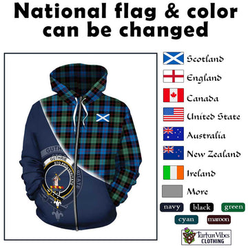 Guthrie Ancient Tartan Hoodie with Personalised National Flag and Family Crest Half Style