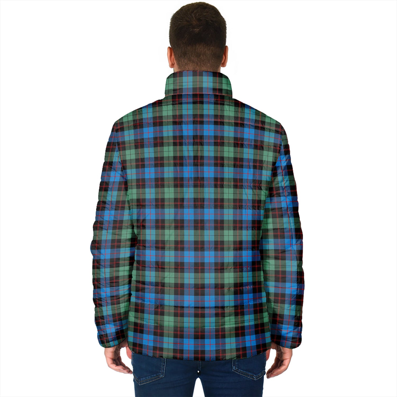 Guthrie Ancient Tartan Padded Jacket with Family Crest - Tartan Vibes Clothing