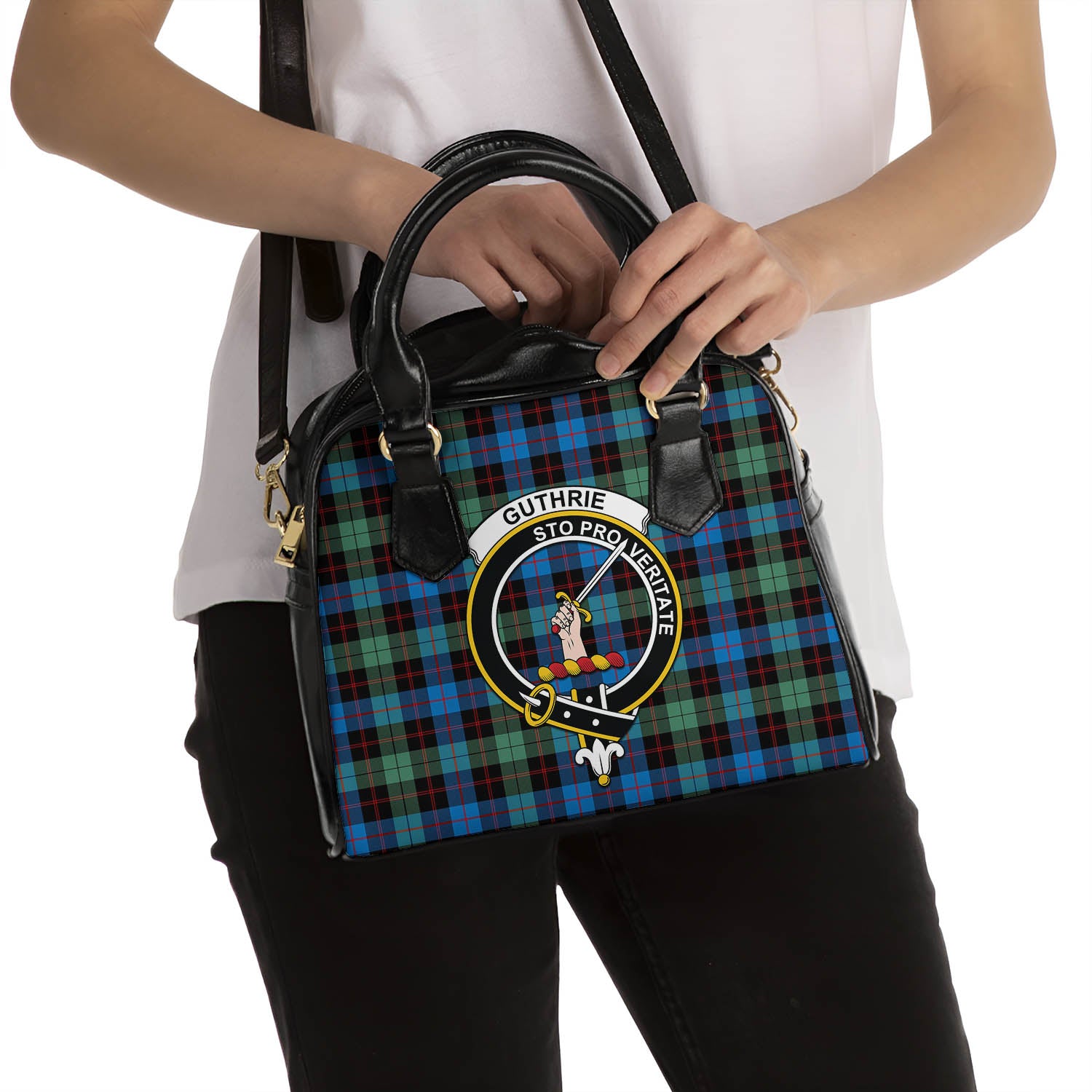 Guthrie Ancient Tartan Shoulder Handbags with Family Crest - Tartanvibesclothing