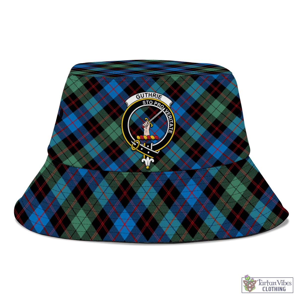 Tartan Vibes Clothing Guthrie Ancient Tartan Bucket Hat with Family Crest