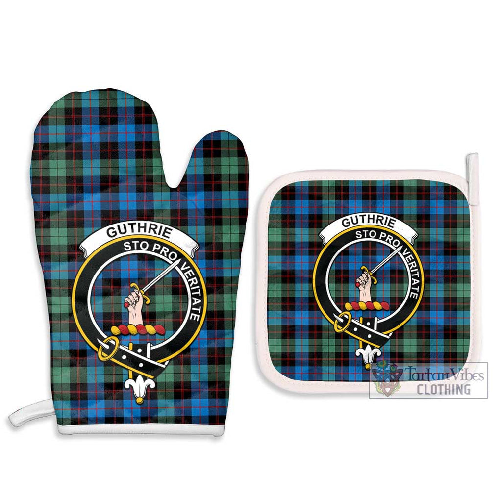 Guthrie Ancient Tartan Combo Oven Mitt & Pot-Holder with Family Crest Combo 1 Oven Mitt & 2 Pot-Holder White - Tartan Vibes Clothing