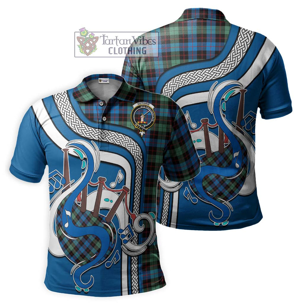 Tartan Vibes Clothing Guthrie Ancient Tartan Polo Shirt with Epic Bagpipe Style