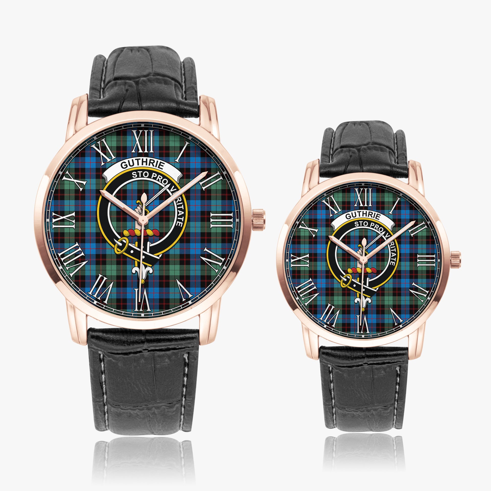 Guthrie Ancient Tartan Family Crest Leather Strap Quartz Watch - Tartanvibesclothing